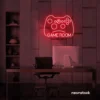Gaming controller neon sign in red for game rooms, stream setups, and kids' walls.