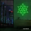 Geometric neon sign in deep green – stylish LED wall decor for modern interiors.