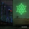 Geometric neon sign in ice blue – stylish LED wall decor for modern interiors.