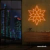 Geometric neon sign in orange – stylish LED wall decor for modern interiors.