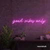 Good Vibes Only neon sign in pink for dorm rooms, coffee shops, and positivity-filled spaces.