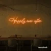Happily Ever neon sign in orange for wedding decor