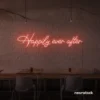 Happily Ever neon sign in peachy pink for wedding decor