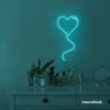 Heart balloon neon sign in mint green for kids' rooms, Valentine's Day decor, and romantic wall styling.