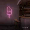 Ice Cream Popsicle neon sign in baby pink for dessert cafés, ice cream parlors, and playful restaurant decor.