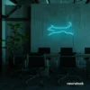 Dog neon sign in neutral white – playful LED light decor for dog lovers and pet spaces.
