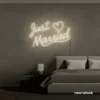Just Married neon sign in Neutral white for wedding decor, bridal shower, reception backdrop