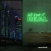 Let's Keep It Real neon sign in green for urban decor, creative rooms, and stylish hangouts.
