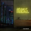 Let's Keep It Real neon sign in lemon yellow for urban decor, creative rooms, and stylish hangouts.