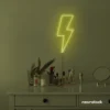 Lightning bolt neon sign in lemon yellow for modern wall decor