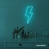Lightning bolt neon sign in mint green for modern wall decor