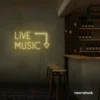 Live Music neon sign in Warm White for restaurants, bars, or music venues.