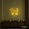 Dog neon sign in golden yellow – stylish LED pet wall decor for homes and dog lovers.