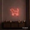 Dog neon sign in peachy pink – stylish LED pet wall decor for homes and dog lovers.