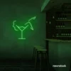 Martini girl neon sign in deep green for earthy and bold ambiance.