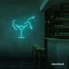 Martini girl neon sign in mint green for calm and fresh design spaces.