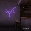 Martini girl neon sign in purple for stylish, vibrant nightlife decor.