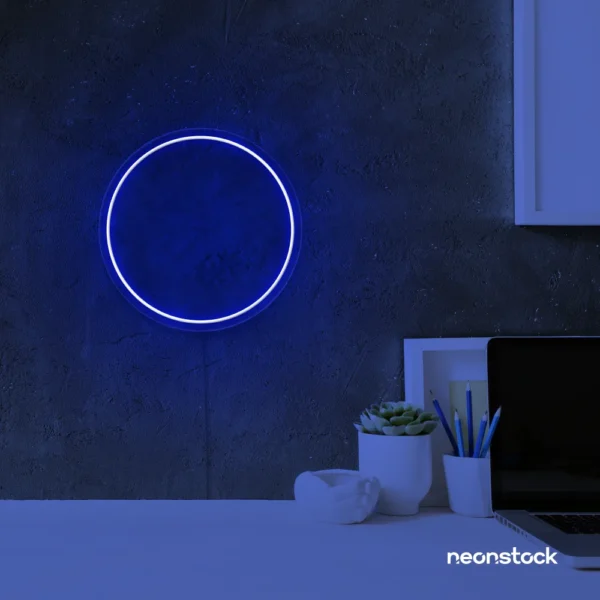 Full Circle neon sign in dark blue for modern home and wall decor
