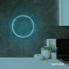 Full Circle neon sign in ice blue for modern home and wall decor