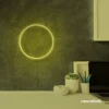 Full Circle neon sign in lemon yellow for modern home and wall decor