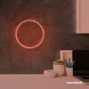Full Circle neon sign in peachy pink for modern home and wall decor