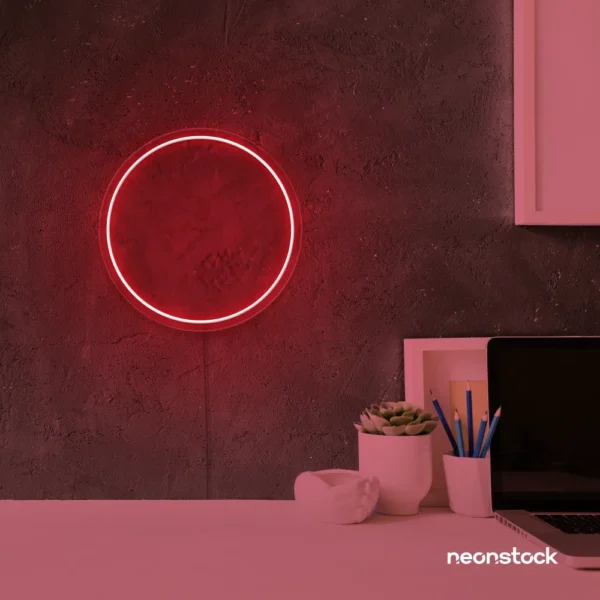 Full Circle neon sign in red for modern home and wall decor