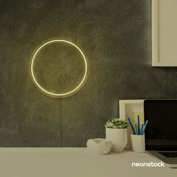 Full Circle neon sign in warm white for modern home and wall decor