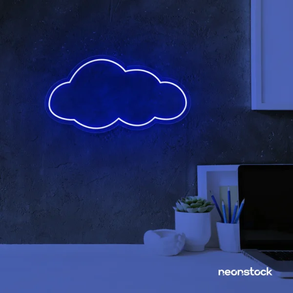 Cloud neon sign in dark blue for nursery walls, kids' rooms, and dreamy home decor.