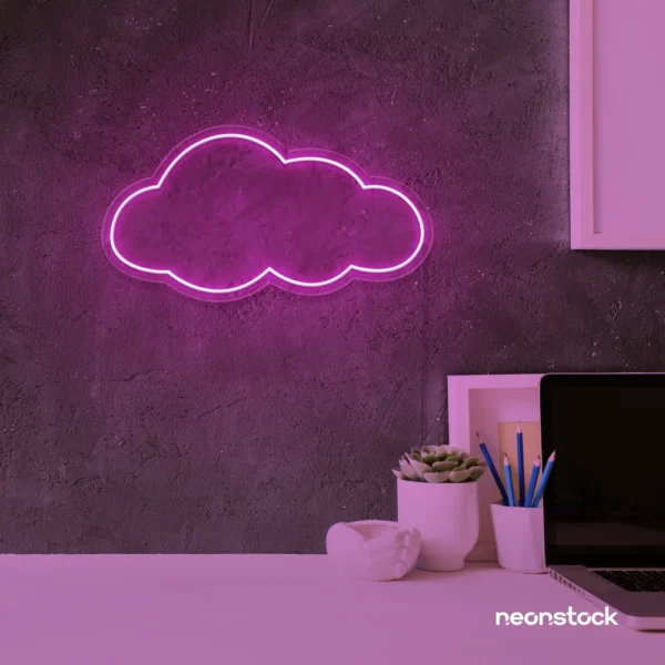 Cloud neon sign in pink for nursery walls, kids' rooms, and dreamy home decor.