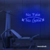 No Pain No Gain neon sign in dark blue for gym walls, fitness studios, and motivational workout decor.