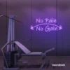 No Pain No Gain neon sign in purple for gym walls, fitness studios, and motivational workout decor.