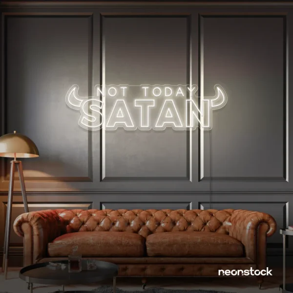 Not Today Satan neon sign in Neutral white for bedroom or lounge decor