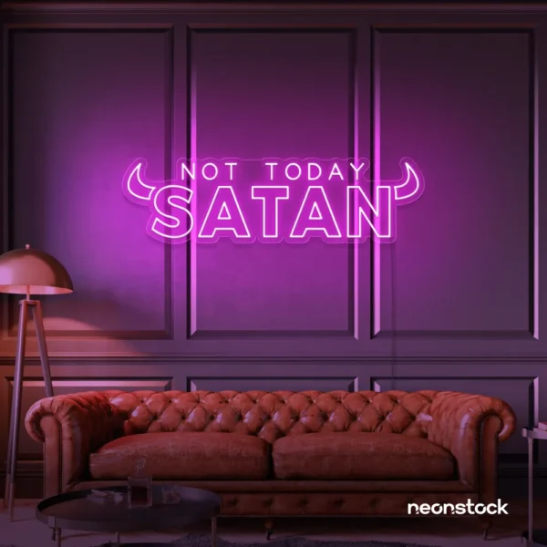 Not Today Satan neon sign in pink for bedroom or lounge decor