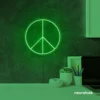 Peace neon sign in deep green for wall art and home decor