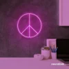 Peace neon sign in pink for wall art and home decor