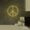 Peace neon sign in warm white for wall art and home decor