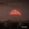 Pizza slice neon sign in peachy pink for pizzerias, fast food joints, and restaurant wall decor.