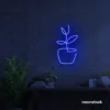 Plant neon sign in dark blue for home decor