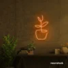 Plant neon sign in orange for home decor