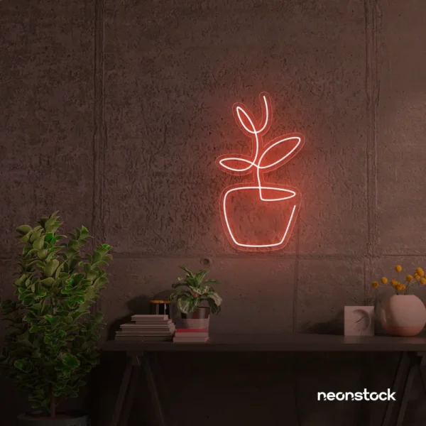 Plant neon sign in peachy pink for home decor