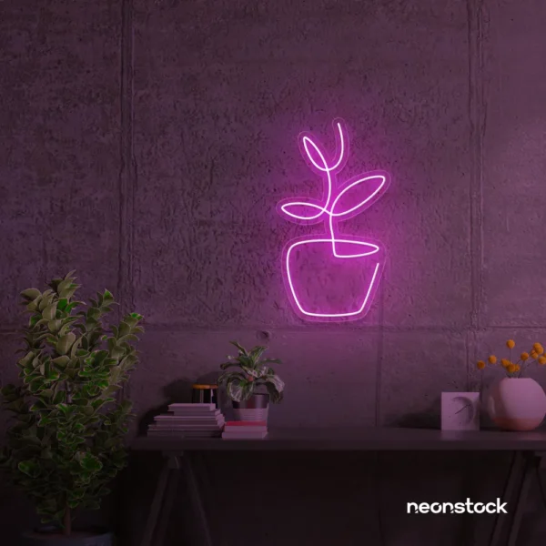 Plant neon sign in pink for home decor