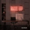 Rise Up neon sign in peachy pink for gyms, empowerment decor, and motivational spaces.