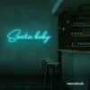 Santa Baby neon sign in mint green for holiday parties, Christmas decor, and festive photo backdrops.