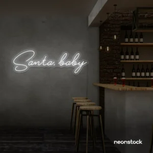 Santa Baby Neon Sign – Playful Christmas LED Wall Decor in Baby Pink by NeonStock