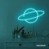 Planet neon sign in mint green for kids room wall decor