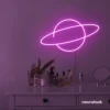 Planet neon sign in pink for kids room wall decor