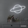 Planet neon sign in white for kids room wall decor