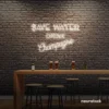 Save Water Drink Champagne neon sign in neutral white for party kitchens, wine bars, and bubbly wall decor.