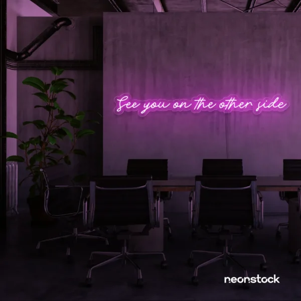See You On The Other Side neon sign in pink for retro decor, gaming setups, and ambient lighting.