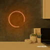 Semi circle neon sign in orange for modern bar or garage wall decor
